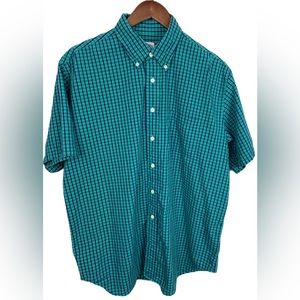 Brooks Brothers Men’s Large 346 Green and Blue Striped Short Sleeve Shirt